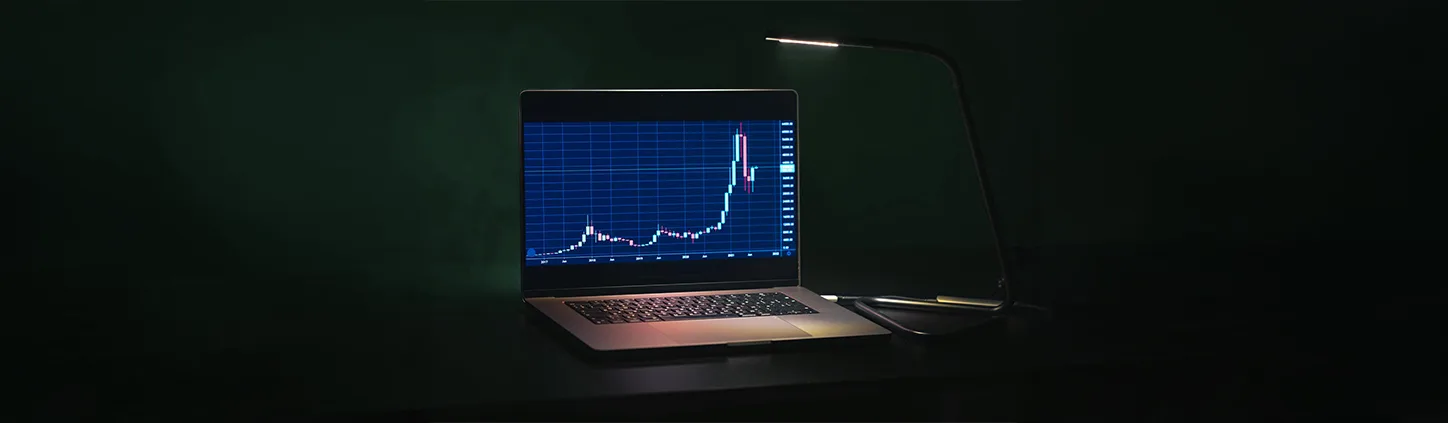 Computador com estatísticas de economia digital